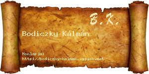 Bodiczky Kálmán névjegykártya